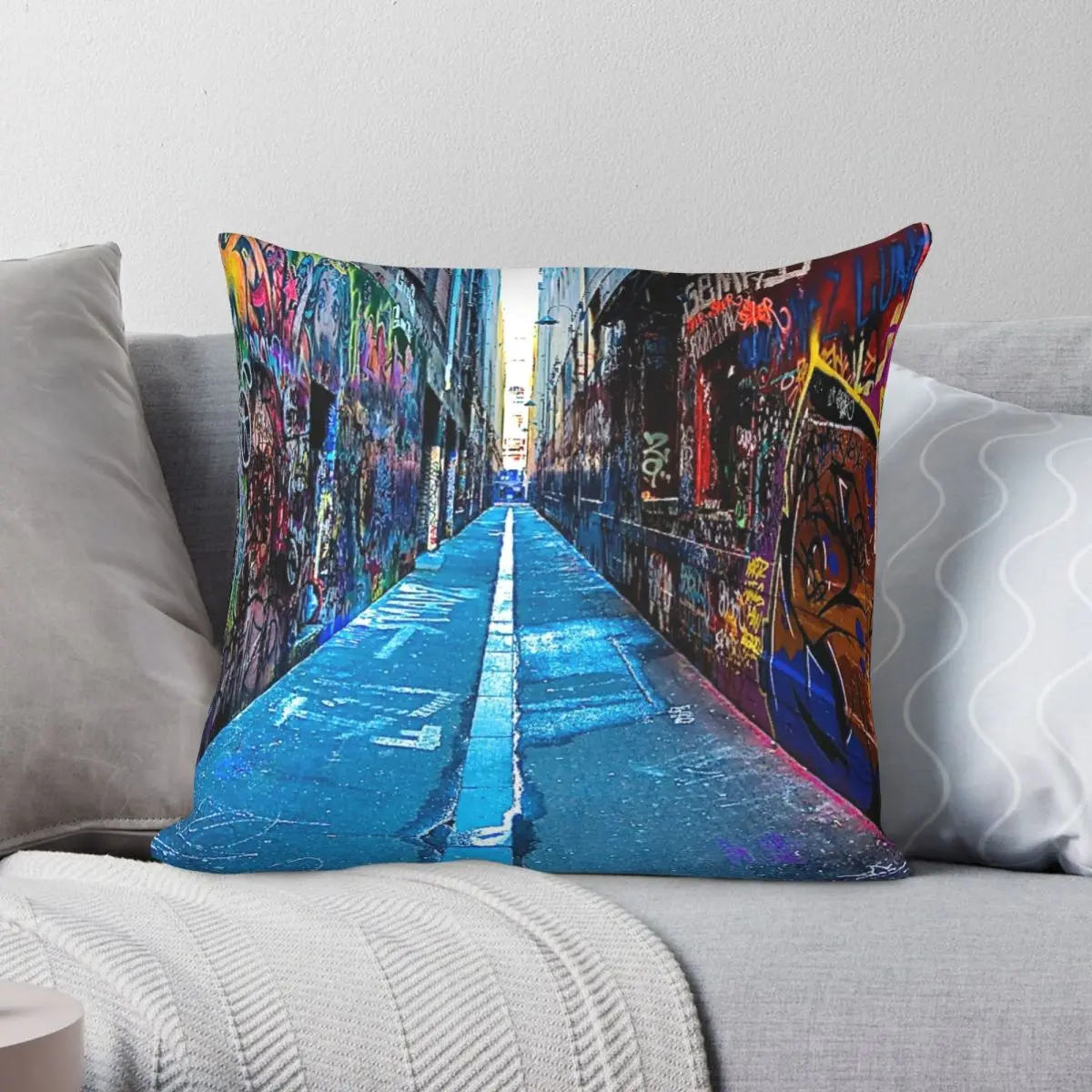 

Melbourne Laneway Graffiti Pillowcase Polyester Linen Velvet Pattern Zip Decor Pillow Case Bed Cushion Cover 45x45