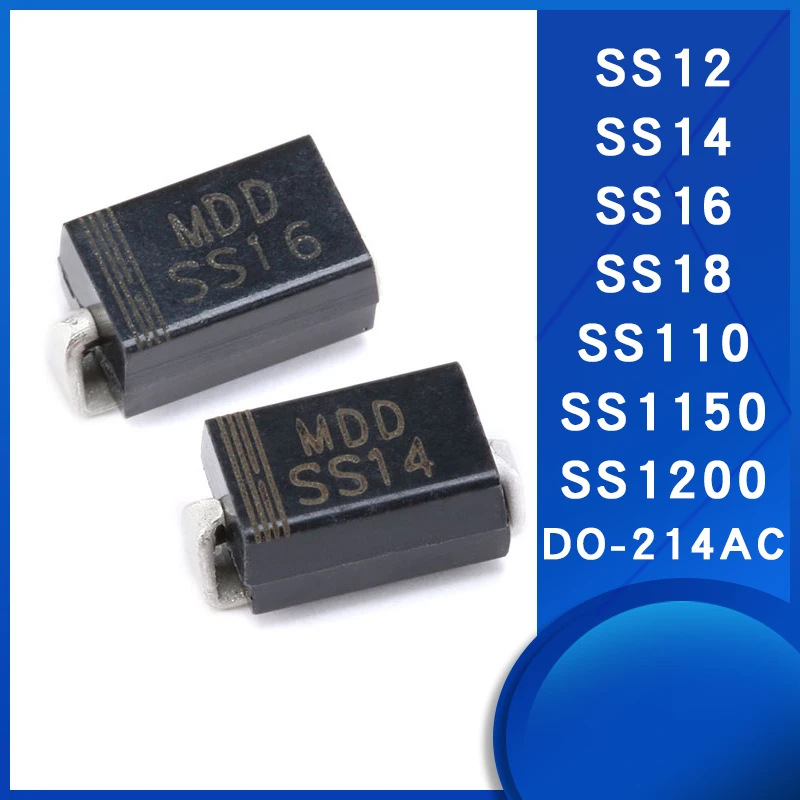 20 шт. SS12 SS14 SS16 SS18 SS110 SS1150 SS1200 SMA(DO-214AC) в/40 В/60 в/80 в/100 в/150 в/200 В/1A диод Шоттки
