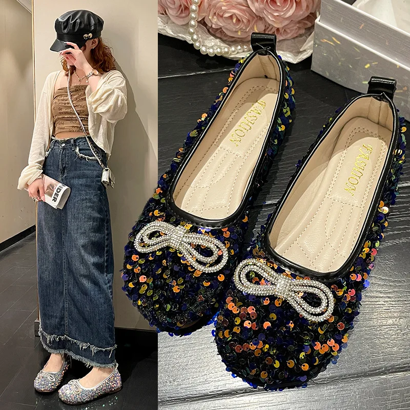 

Big Size Shoes Woman Female Footwear Shallow Mouth Casual Sneaker Round Toe Soft Large Size Dress Glitter Moccasin Summer Basic