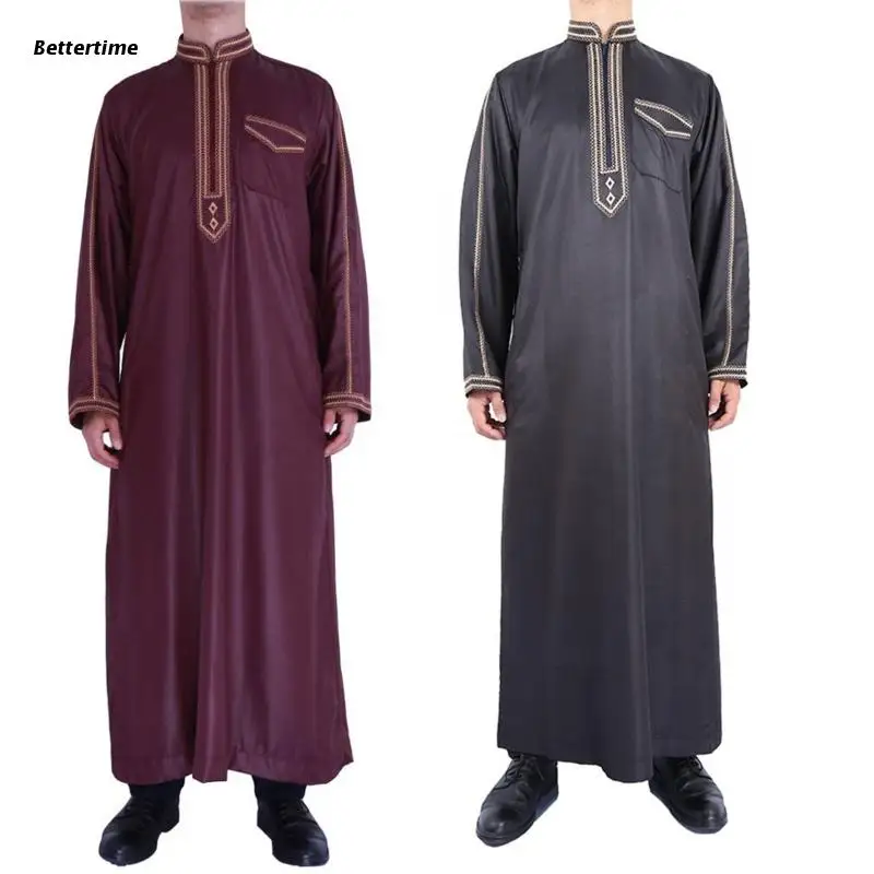 

B36D Abaya Islam Men Robe Muslim Dresses Djellaba Homme Fashion Solid Color Shirts Arabic Dress Ethnic Men's Clothing Gift