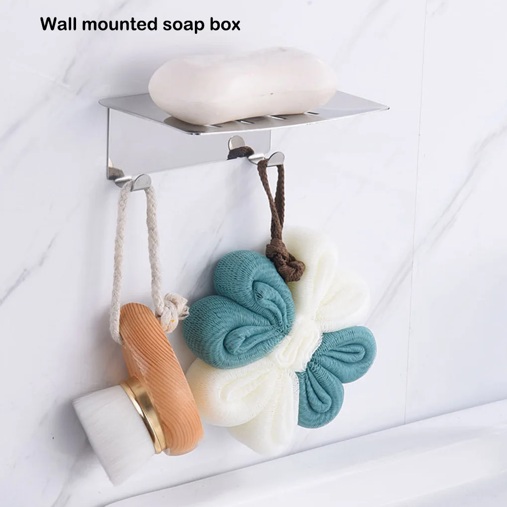 

Soap Dish Punch-free Sponge holder Wall Organizer Hanging Rack Stainless Steel Kitchen Housekeeping Container Black