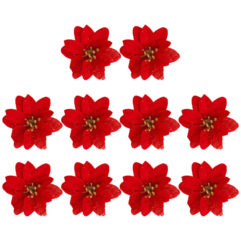 

Christmas Flowerpoinsettia Artificial Tree Flowers Decor Ornaments Homedecorations Glitter Garlands Fake Red Simulation Ornament
