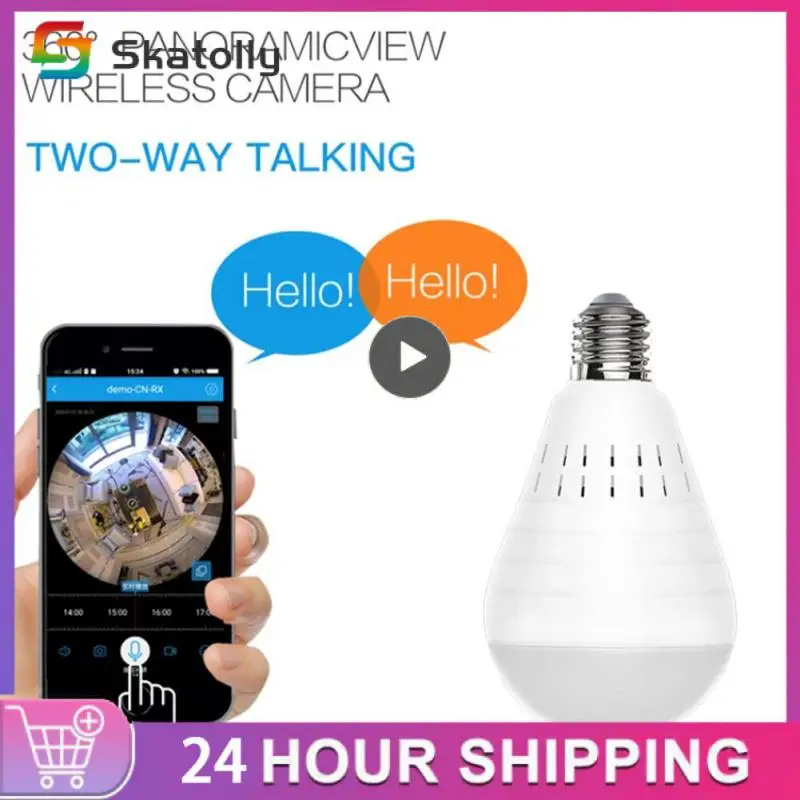 

Wireless Fisheye 360 Panoramic Wifi Surveillance Camera Lighting Remote Monitor Wifi Bulb Camera Baby Monitor Camera 960p Cam