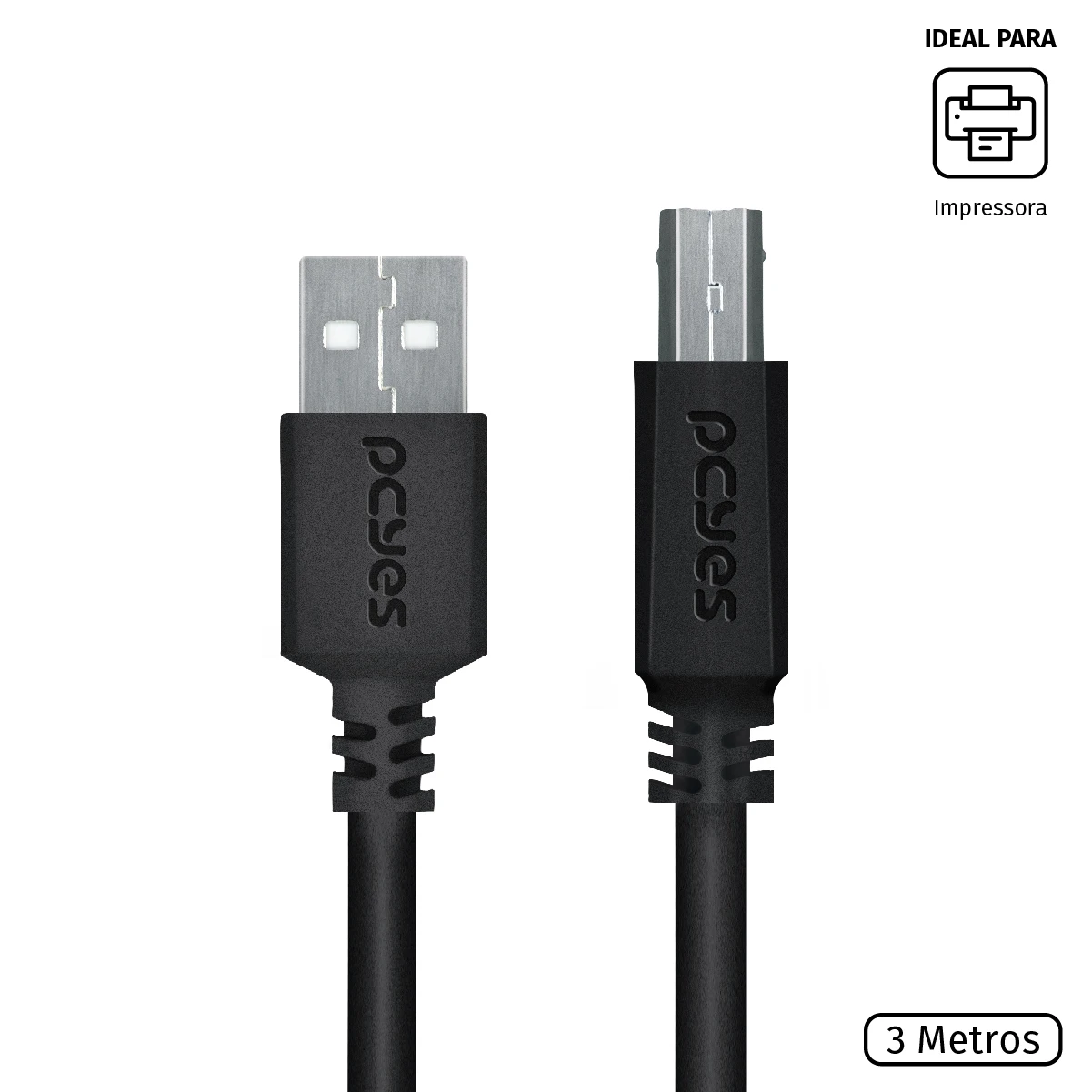 

CABLE FOR PRINTER USB A 2.0 MALE FOR USB B 2.0 MALE 28AWG PURE COVER 3 METERS-PUABM2-3