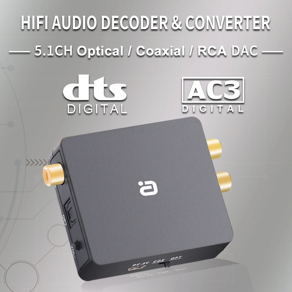 

AYINO 24bit 192K DAC 5.1CH HIFI цифро-аналоговый аудио декодер преобразователь DTS AC3 PCM оптоволоконный коаксиальный RCA 3,5 мм 2CH