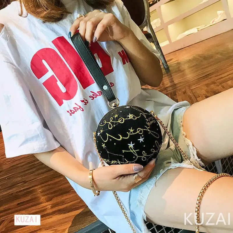 

Сумка-клатч на цепочке, блестящие сумки через плечо, женская вечерняя сумка через плечо с вышивкой, круглая сумка