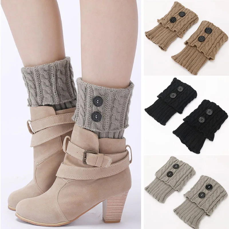 

Women Goth Short Foot Cover Solid Harajuku Anti-Friction Leg Warmers Fashion Button Design Warm Sock Ankle Boot European Y2k A84