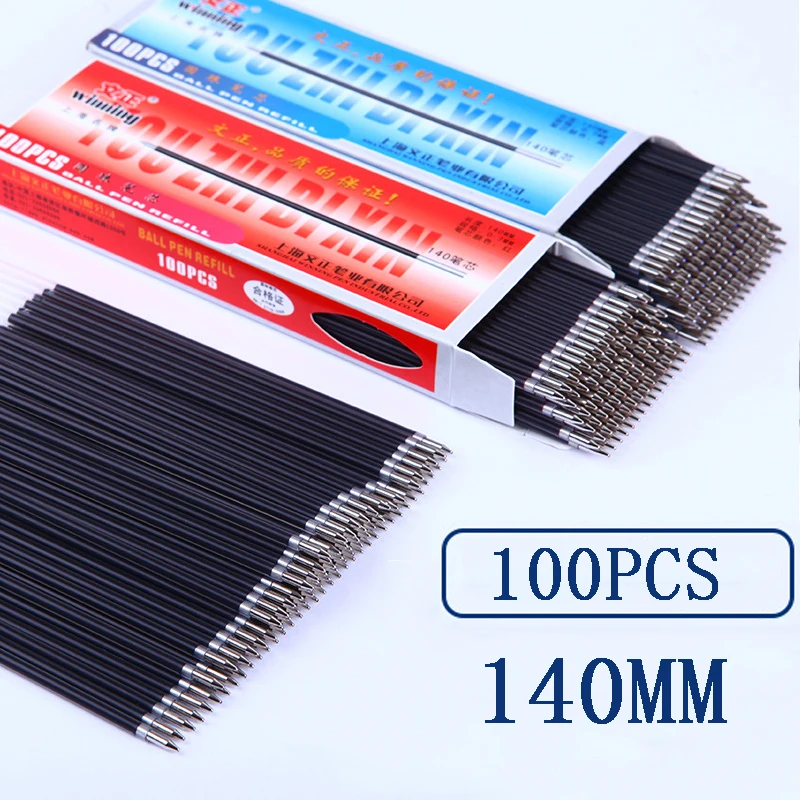 100pc 0.7mm Bullet Head Ballpoint Pen 140mm Refill Black Red Blue Ink Student Office Writing School Supplies Kawaii Stationery 100pc 0.7mm Bullet Head Ballpoint Pen 140mm Refill Black Red Blue Ink Student Office Writing School Supplies Kawaii Stationery