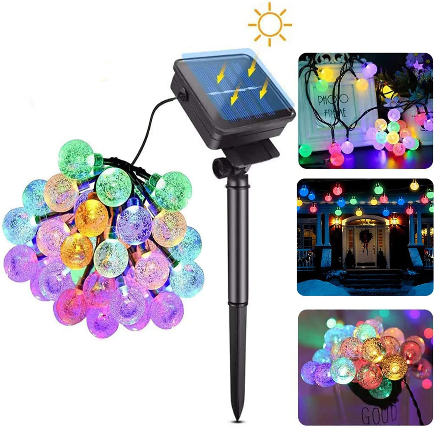 

Solar String Lights Outdoor 50 Led Crystal Globe Lights with 8 Modes Waterproof Solar Powered Patio Light for Garden Party Decor