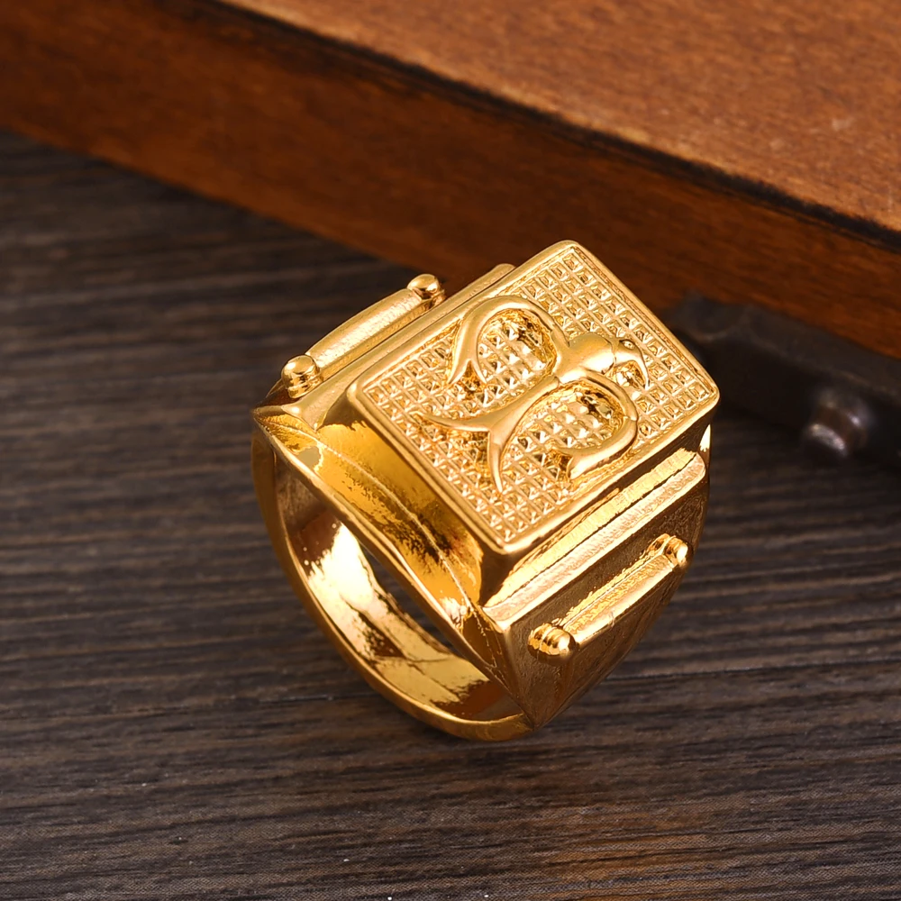 

Ala Nicely Classic Women Mid-East Dubai Arab Wedding Jewelry Gift Ethnic 24K Gold Plated Big Yarn-cuttingFingger Ring