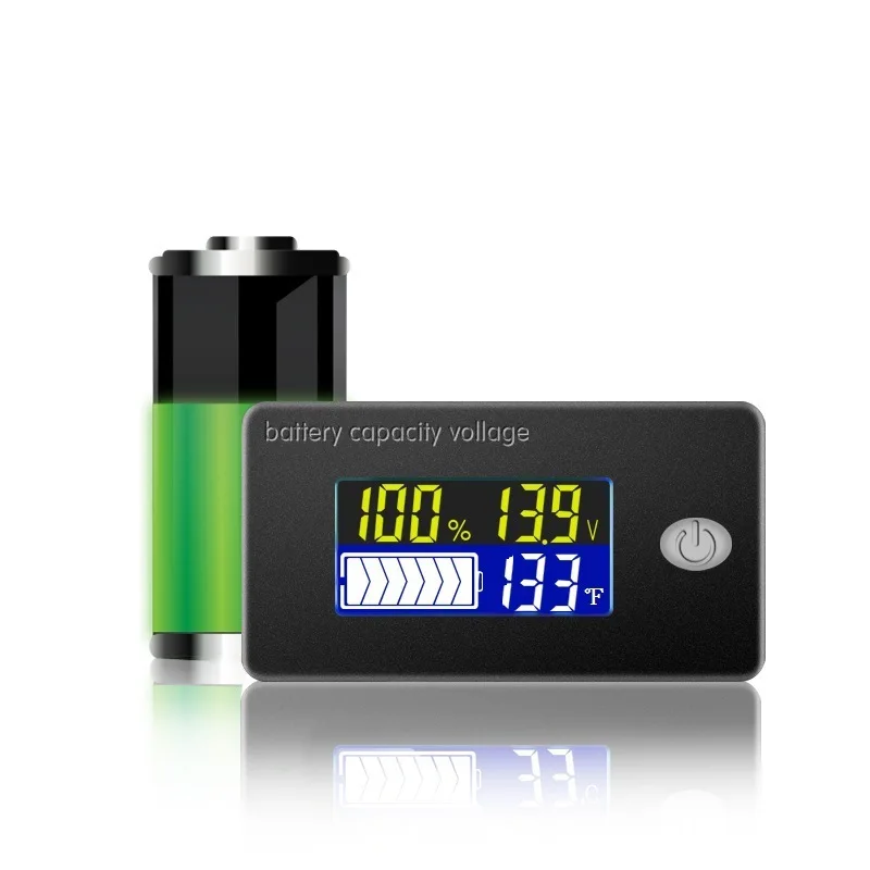 

10-100V Battery Capacity Indicator 12V 24V 36V 48V 60V 72V Li-ion Lead acid Battery Tester with LCD Temperature Voltmeter