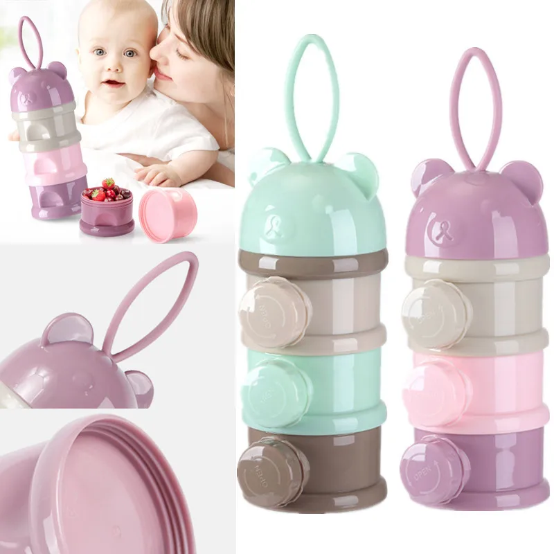 

Портативный трехслойный боковой контейнер для детского молока и порошка в виде медведя