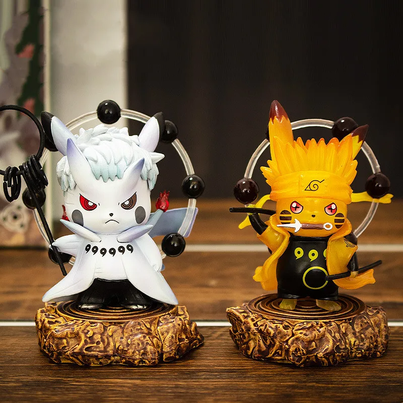 

9.5cm Pokemon Figure Elves Naruto Six Immortals pikachu Mingren Yuzhi Bo Band Earth Spot Picchu Handmade Model Child Gift