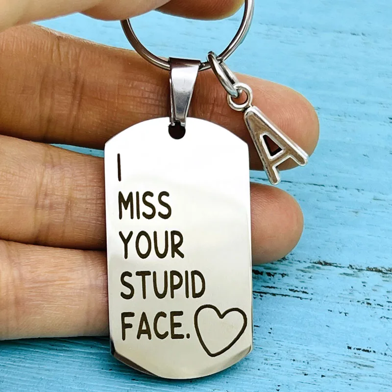 

Long Distance Relationship Gift Keychain I Miss Your Stupid Face Keychain Couples Jewelry Gift for Best Friend Boyfriend