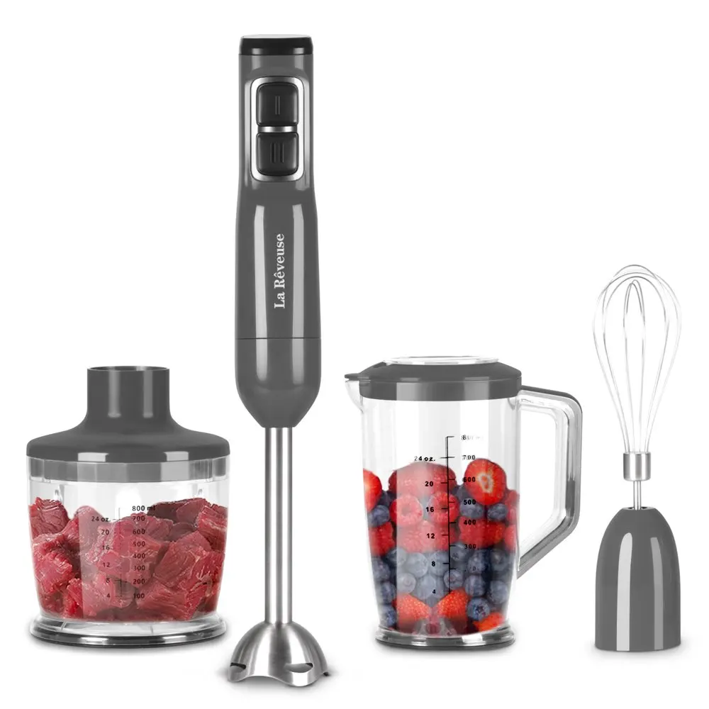 

Immersion Hand Blender, 3 in 1, 300 Watts 2 Speeds Multi-purpose with Whisk,Mixing Beaker,Food Chopper Grinder attachments