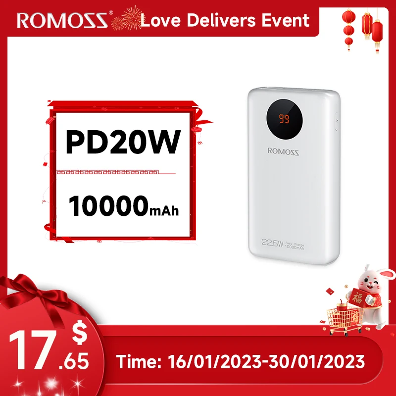 Romoss 10000mAh Mini Power Bank PD20W SCP22.5W Быстрая зарядка Внешняя батарея 10000 Портативное