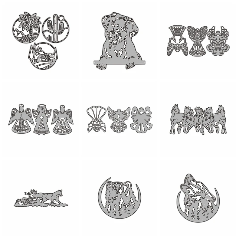 

Plants Trees Animals Dog Horses Wolves Metal Cutting Die Craft DIY Stencil Card Album Photo Making Scrapbooking New 2022