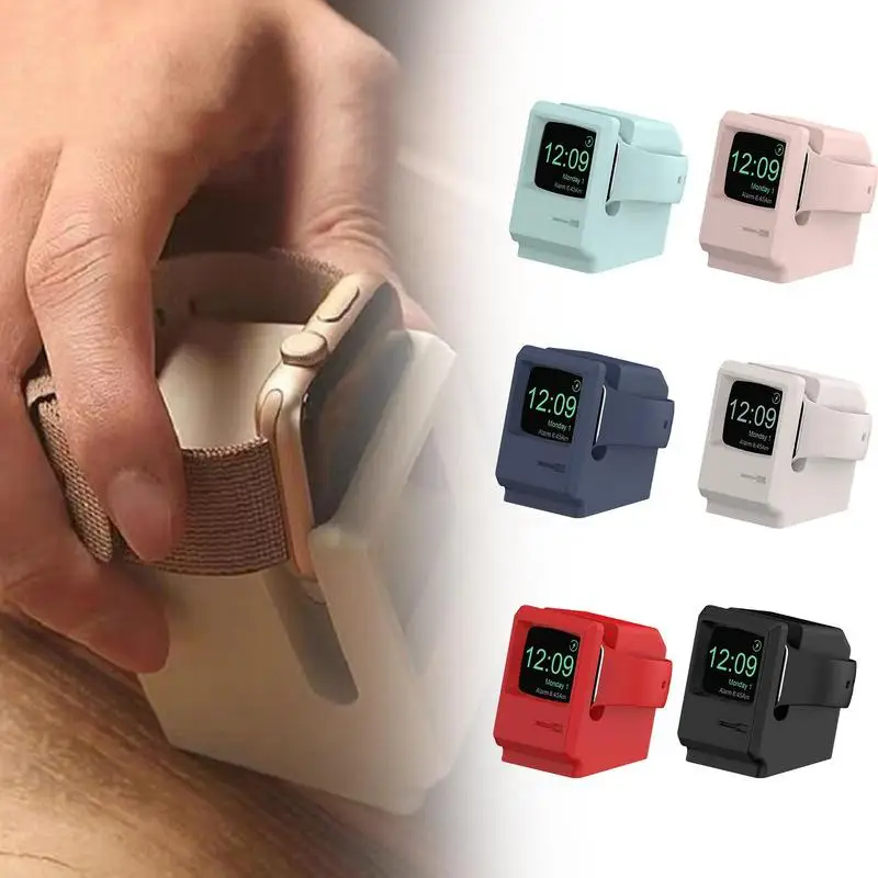 

Силиконовая Подставка для зарядки для Ios, портативная беспроводная Магнитная зарядная станция для серии Apple Watch, портативная зарядная подст...