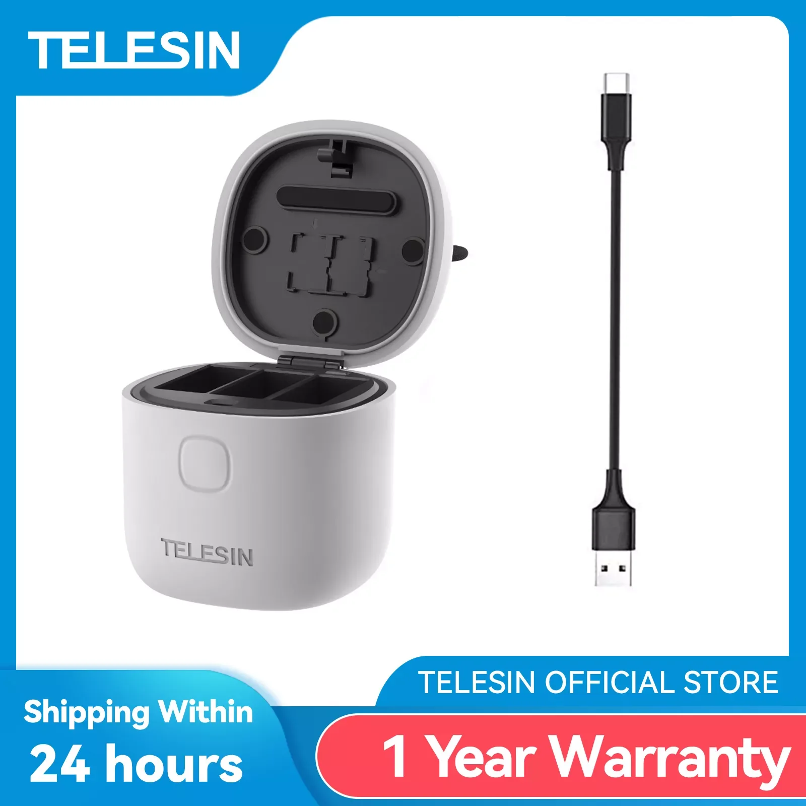 

3 Slots Charger For GoPro Hero 9 10 LED Light TF Card Reader Storage Charging Box for GoPro Hero 9 10 Black