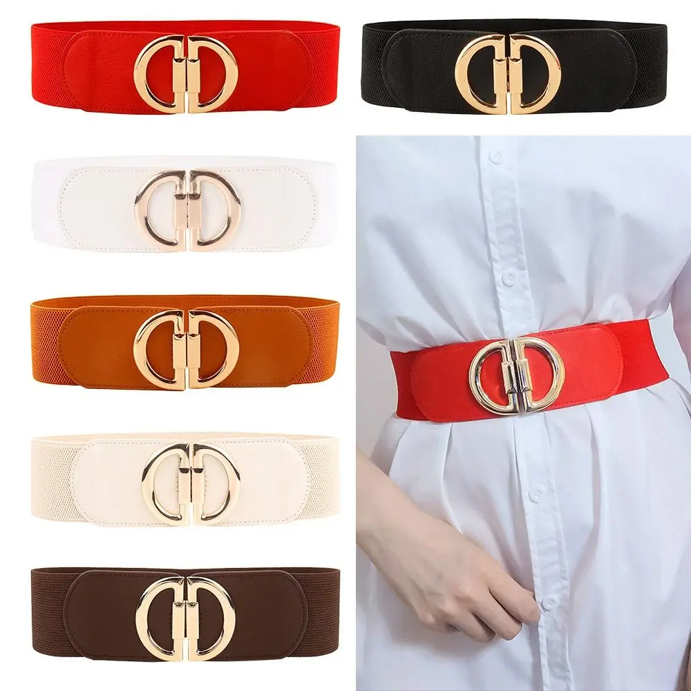 

Fashion All-match Elastic Casual Retro D Waist Belt Wild Skirt Bands Ladies Dress Cummerbund Butt Buckle Waistband
