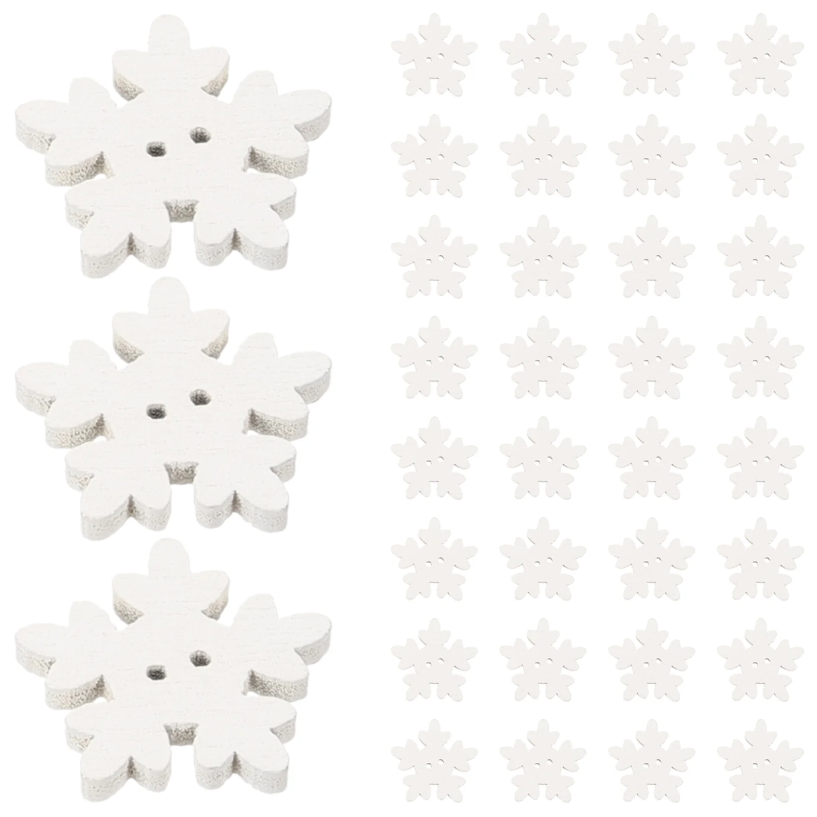 100 шт. рождественские декоративные пуговицы с принтом белая снежинка зеленое
