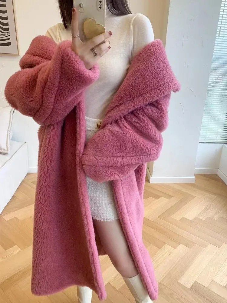 LANMREM интегрированное меховое пальто для женщин с лацканами длинными рукавами