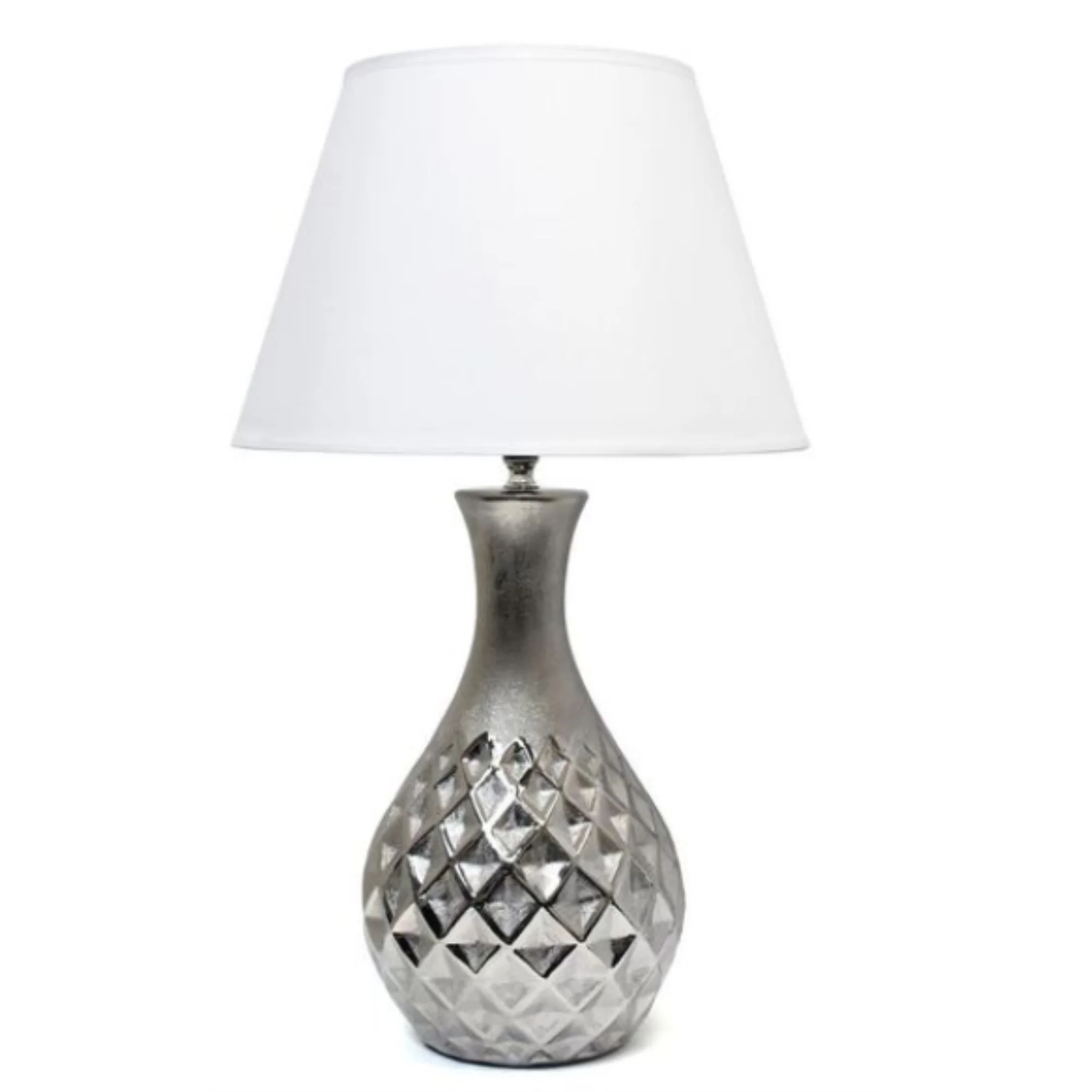 

Juliet Ceramic Table Lamp with Metallic Silver Base and White Fabric Shade