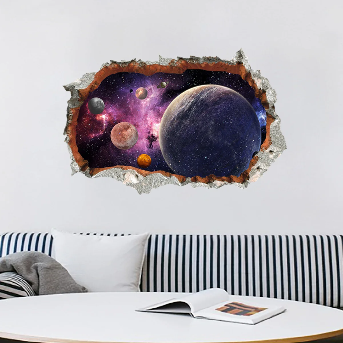 

Cosmic planet 3D three-dimensional false window wallpaper room decoration wall sticker self-adhesive wholesale Wall Sticker