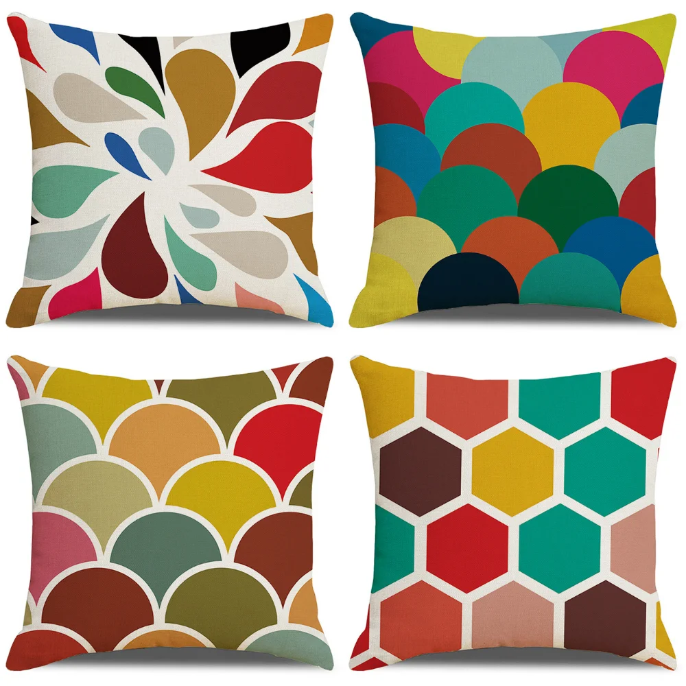 

Colorful Geometric Print Pillowcase 45x45 cm Pillows Cushion Cover Living Room Decorative Pillow Cover for Sofa poszewka boho
