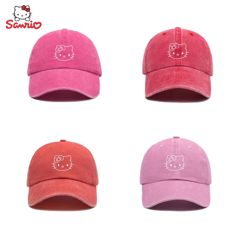 

Hello Kitty Anime Peripherals Kawaii Cute Cartoon Cap Slimming Baseball Cap Creative Sweet Sunscreen Hat Festival Gift Wholesale
