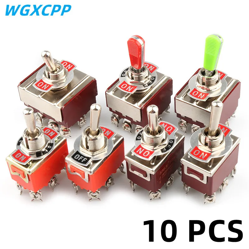 10 PCS,2/3/4/6Pin,Toggle Switch,ON-OFF/ON-OFF-ON,E-TEN Series,15A 250VAC,The Power Switch,Micro Switch,Orange Button Switch