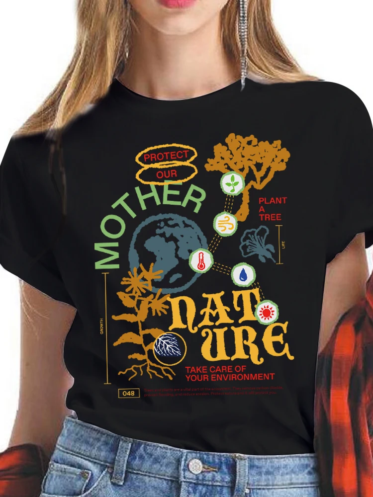 

Women T shirt protect our mother earth 90s Clothing Cute Short Sleeve Summer Clothes Print Tshirt Female Tee Top Graphic T-shirt