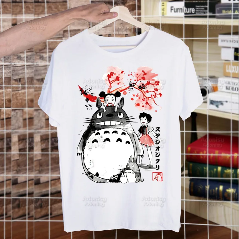 

Totoro Miyazaki Hayao Anime Harajuku Casual Short Sleeve Men KiKi Spirited Away T Shirt O-neck Tshirt Male Studio Ghibli T-shirt
