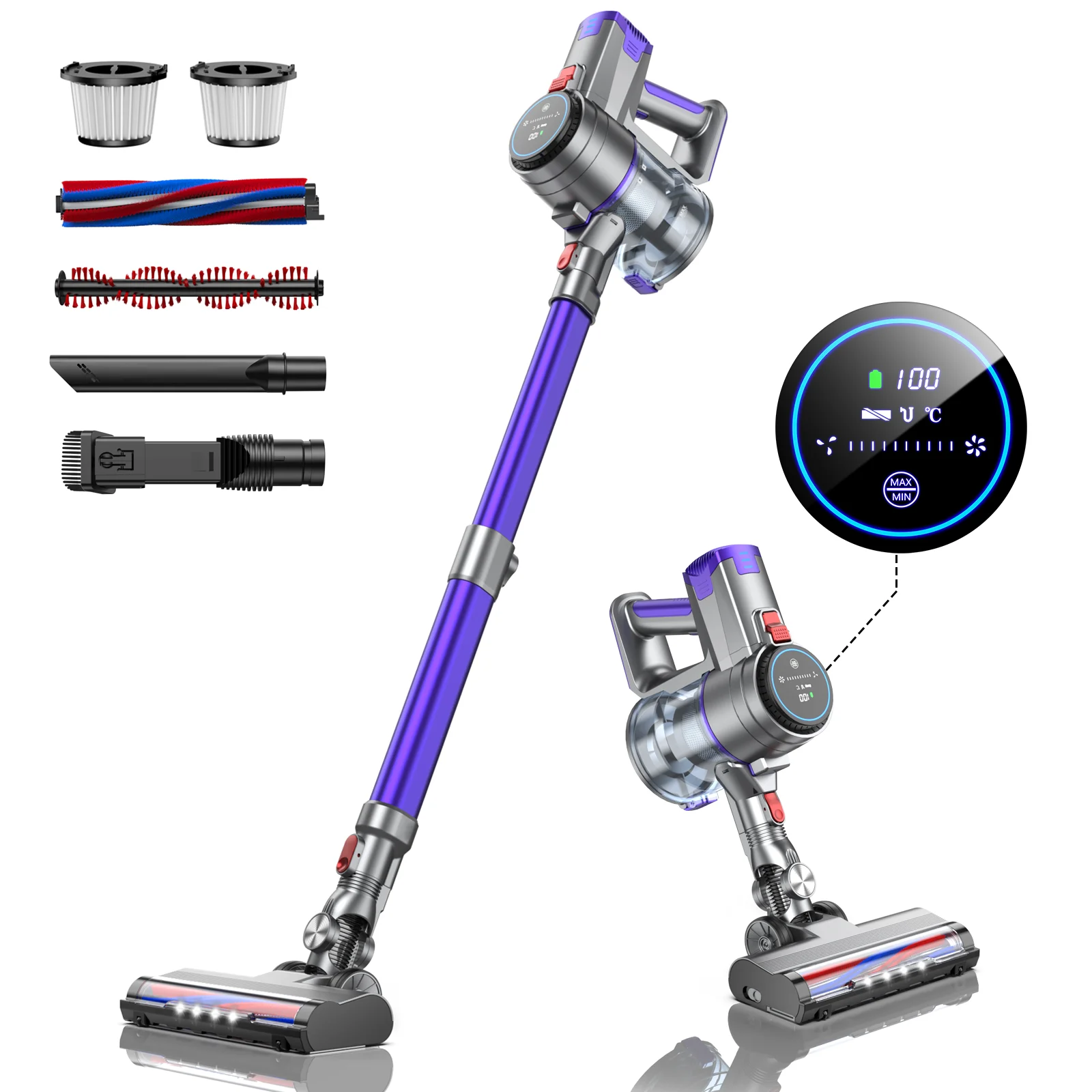 

400W 33000Pa Powerful Wireless Handheld Cordless Vacuum Cleaner For Home Appliance with Touch Screen 55 Min Runtime aspiradora