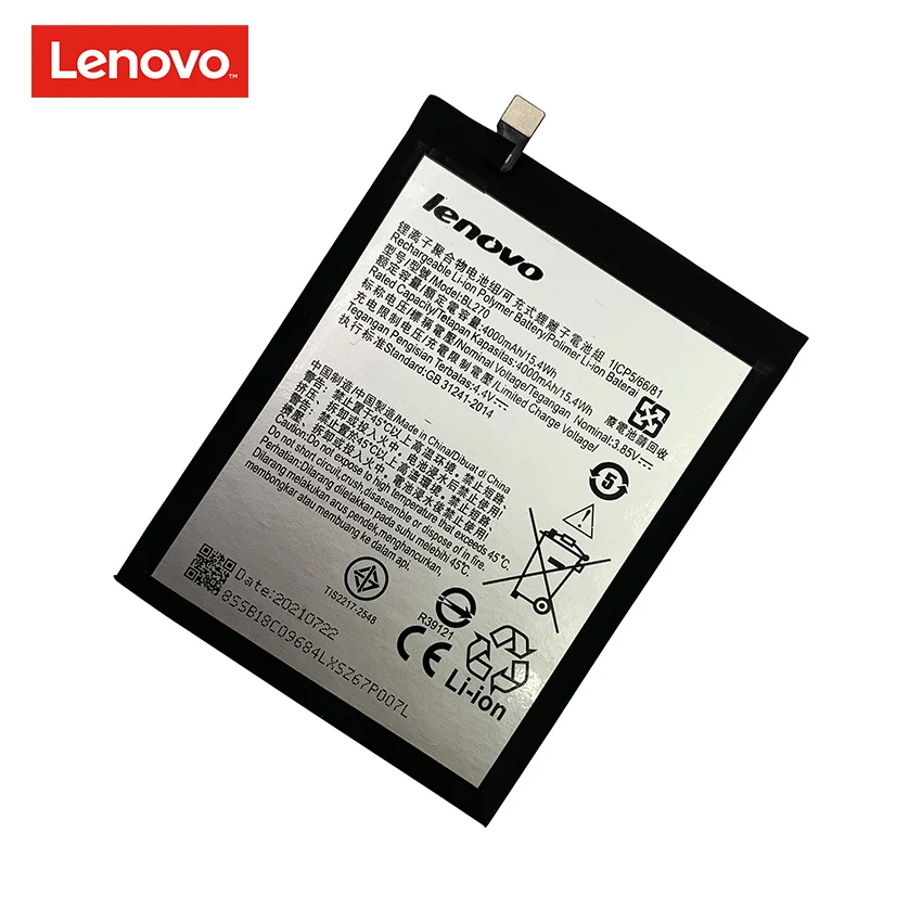 100% Оригинальный аккумулятор для Lenovo K6 K8 Note K53a48 Vibe G G5 Plus 4000 мАч BL270 Motorola Moto G6 Play xt3528