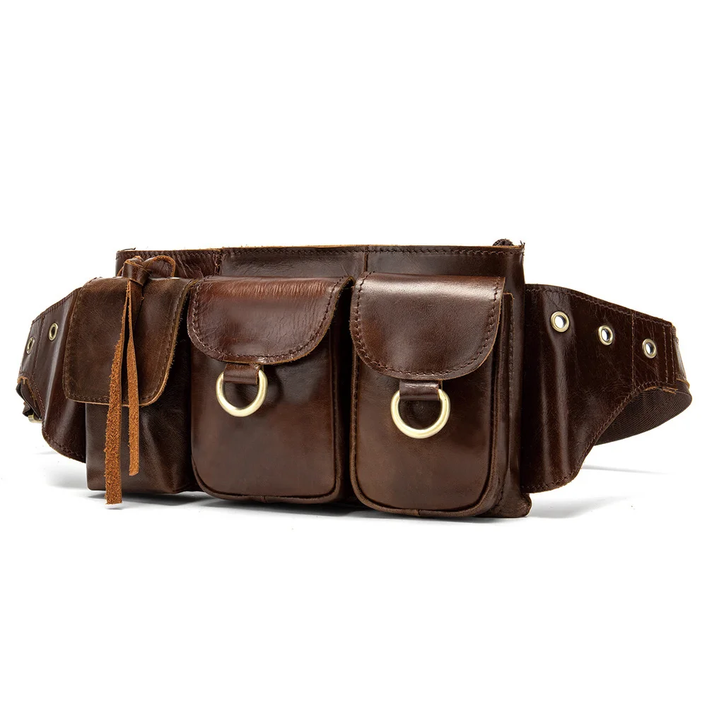 

Waist Bag Men Genuine Leather Fanny Packs Fashion Belt Bum Bag Male Phone Pouch Chest Bag Mini Waist Back Pack Father's Day Gift