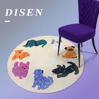 modern fashion cute puppy round fluffy rug living room bedroom large area decoration childrens room soft high quality carpet