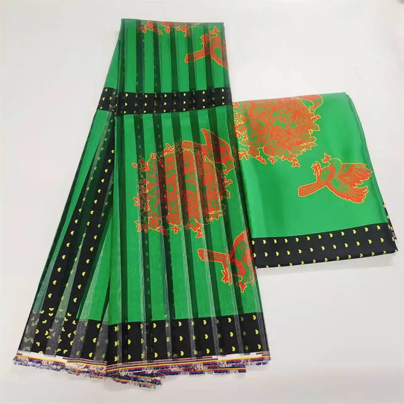 2023 Новая Модная шелковая восковая ткань из органзы высокого качества 6 ярдов для