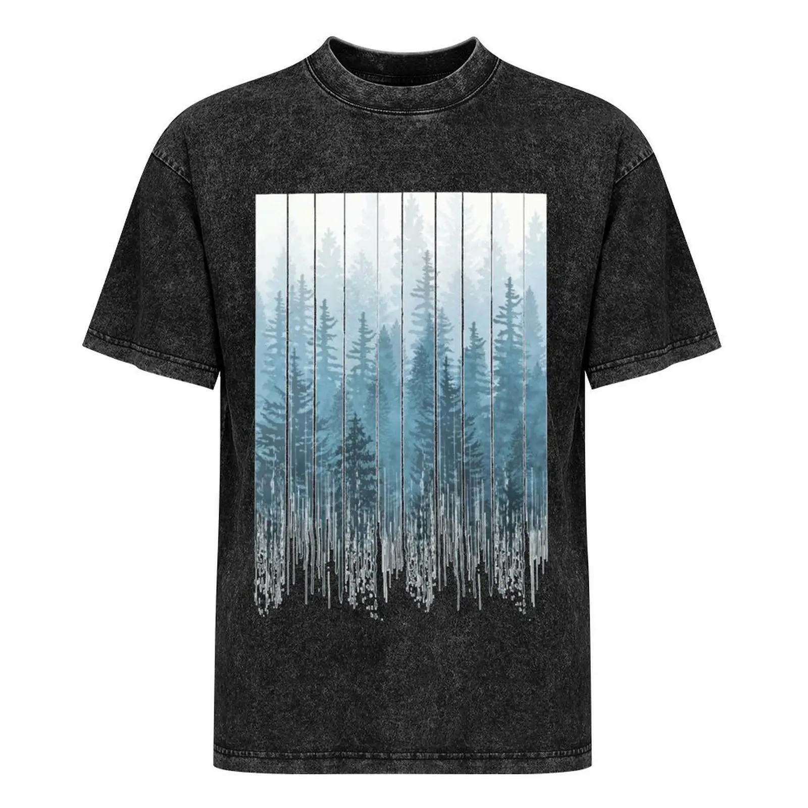 Футболка с бирюзовым туманным лесом в стиле гранж топы больших размеров модные