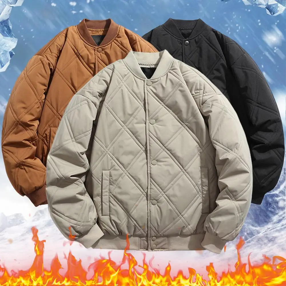 Trendy Bomber Jacket Buttons Temperament Ribbed Cuff Pockets Bomber Jacket  Vintage Unisex Coat Streetwear