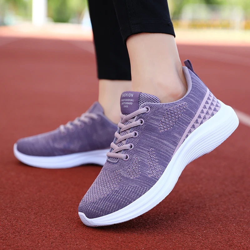 Sneakers Women Casual Shoes Sports Shoes Ultra Light and Comfortable Sports Shoes Flying Woven Tennis Women's Flat Bottom
