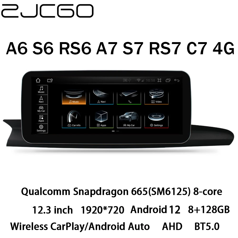 

ZJCGO Car Multimedia Player Stereo GPS Radio Navigation Android 12 Screen MIB for Audi A6 S6 RS6 C7 4G A7 S7 RS7 4G8 2010~2018