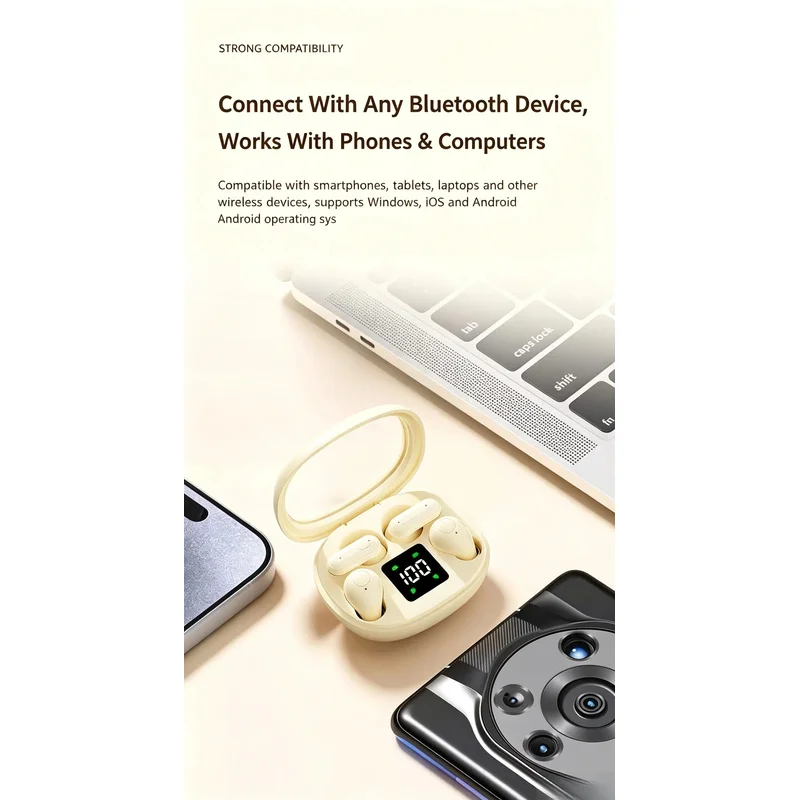 Фото Новые 2 пары Bluetooth-наушников в одной коробке, с шумоподавлением, сверхдолгим сроком службы батареи, беспроводные, скрытые мини-наушники для офиса №5