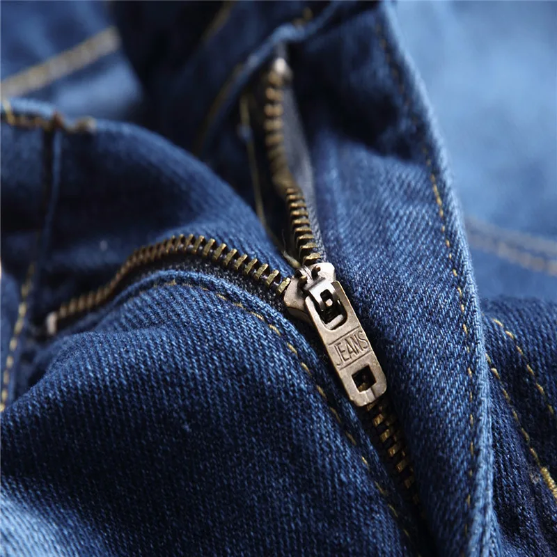 Large Size Perforated Straight Denim Jeans Hole Washing Designer Trousers Tie Blue New Style Winter Pants 2023 Free Shipping