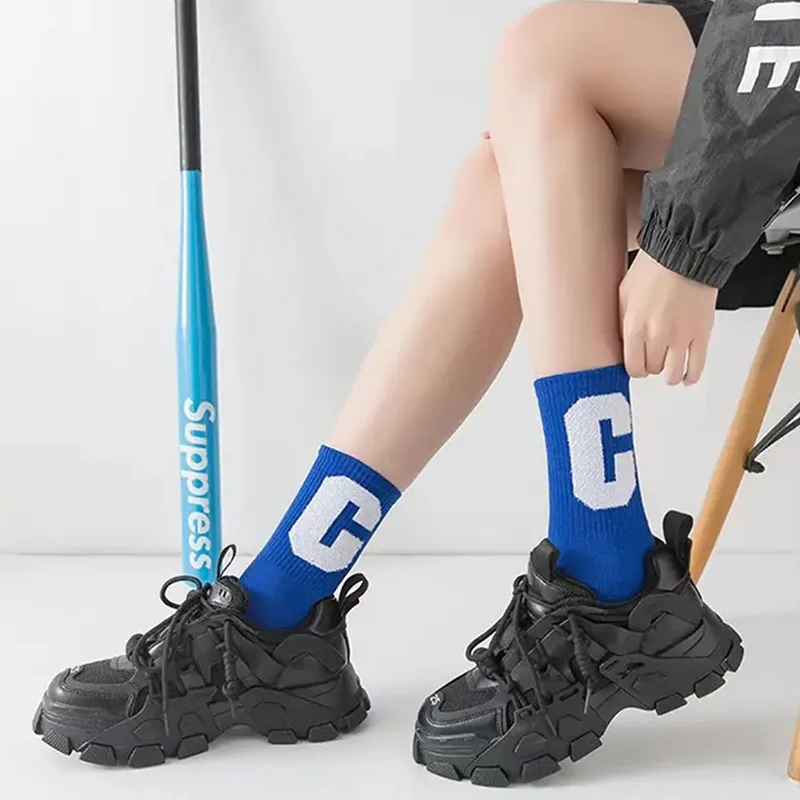 Klein blue socks ins tide brand socks cotton long tube Harajuku socks women's autumn and winter couples wear mid-tube men's sock