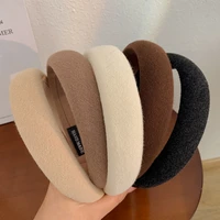trendy fashion new solid color fabric sponge headband sweet girls hair accessories for women gift jewelry