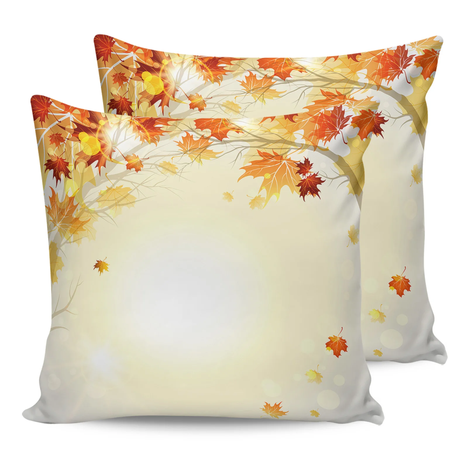 

2PCS Pillowcases Autumn Leaves Yellow Sunshine Cushion Cover Home Bedding Living Room Decorative Couch Throw Pillow Case