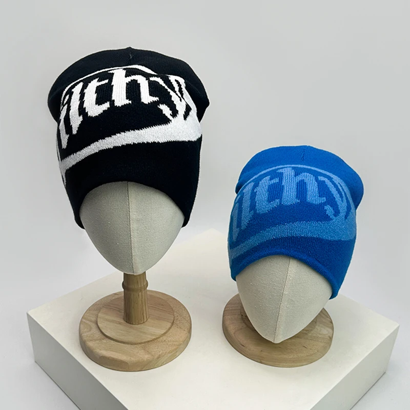 Фото Autumn and Winter New Unisex European Style Letter Knitted Hats Warm Hip Hop Versatile Street Beanies Outdoor Fashion Skate Rap №2