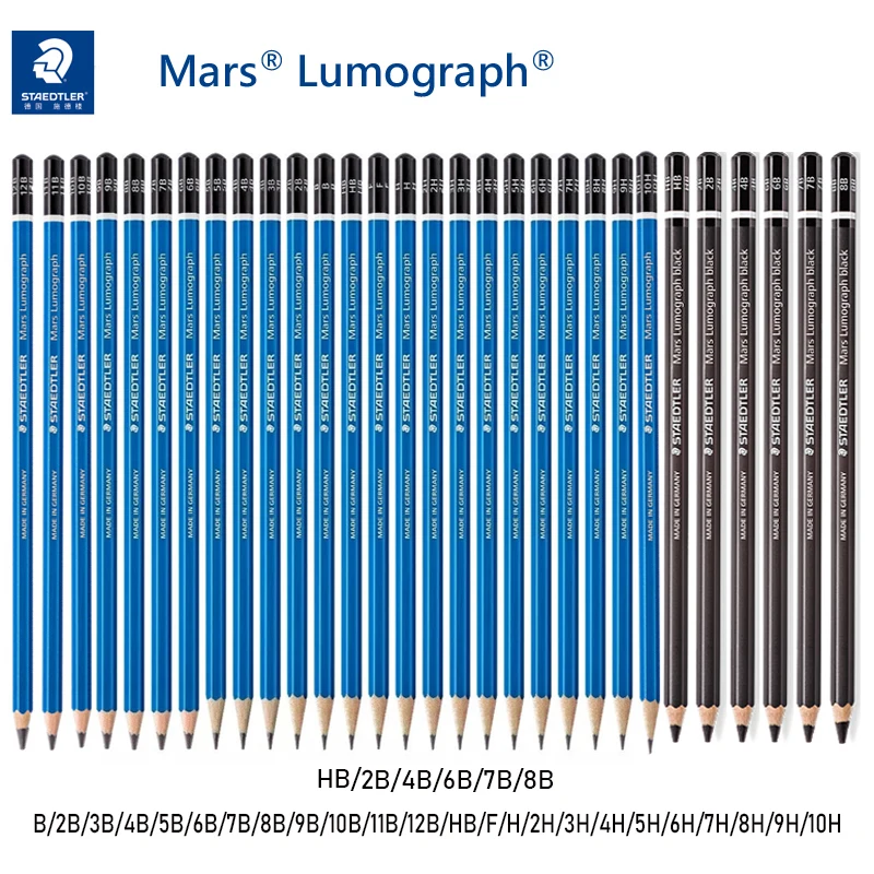 

24/30pcs Germany STAEDTLER 100 Mars Lumograph Drawing Sketching Pencils Blue Rod/Black Rod Drawing Design Pencil Art Supplies