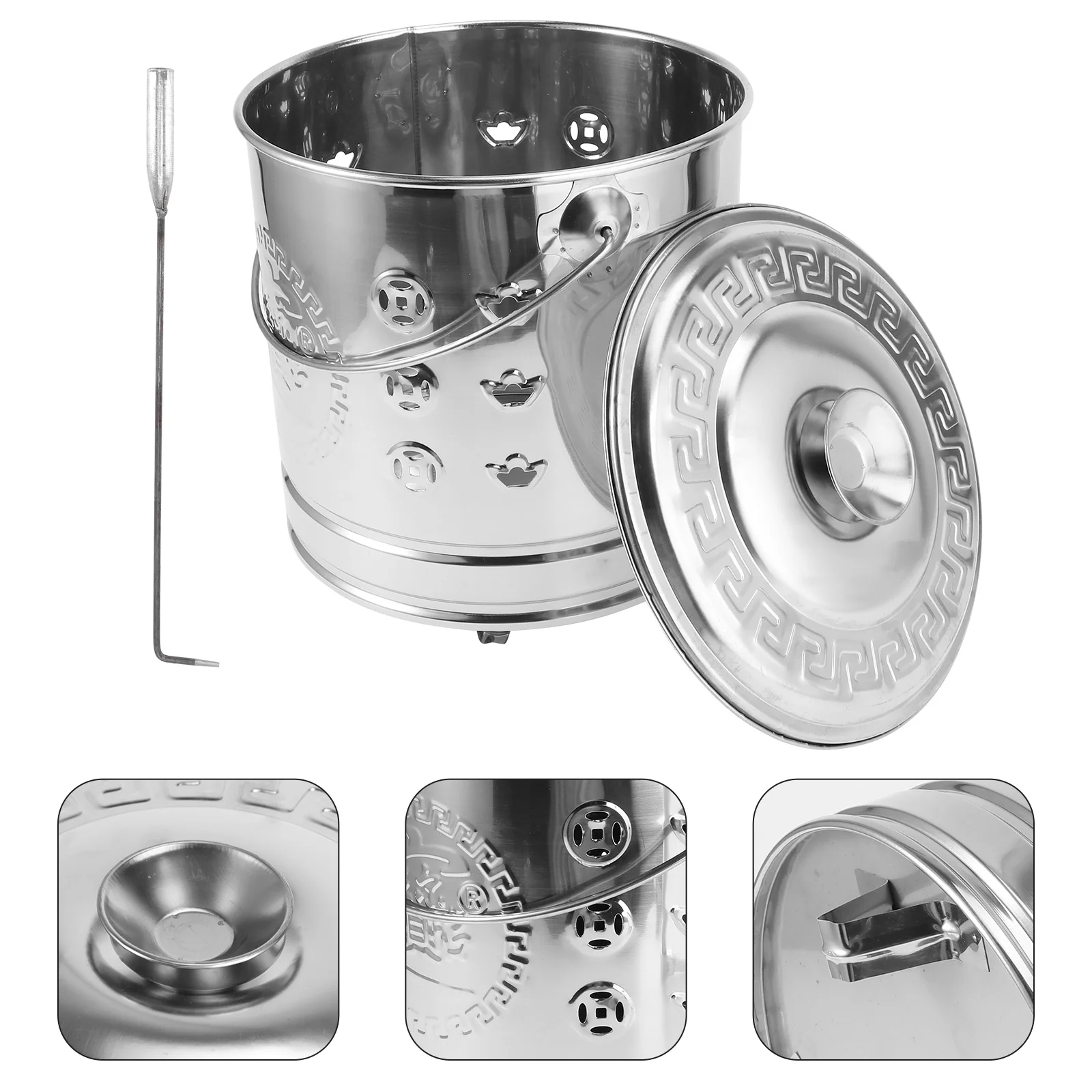 

Galvanized Trash Can Brazier Household Burn Barrel Fireplace Furnace Worship Incinerator Stainless Steel Travel